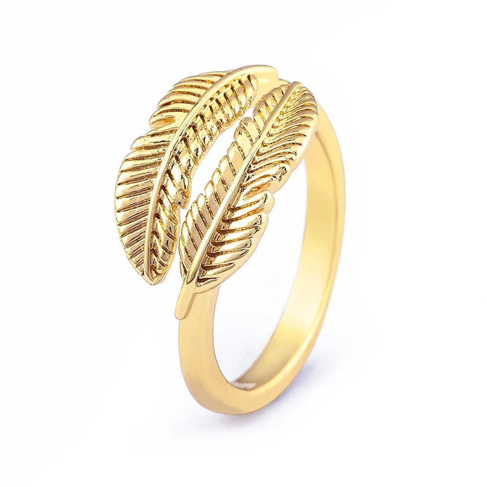 Bague plume ciselée dorée