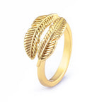 Bague plume ciselée dorée