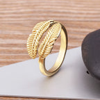 Bague plume ciselée dorée