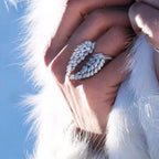 Silver Zircon Feather Ring