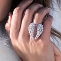 Silver Zircon Feather Ring