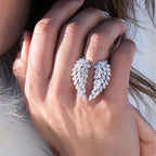 Silver Zircon Feather Ring