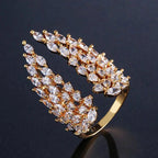 Gold Zircon Feather Ring
