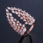 Rose Gold Zircon Feather Ring