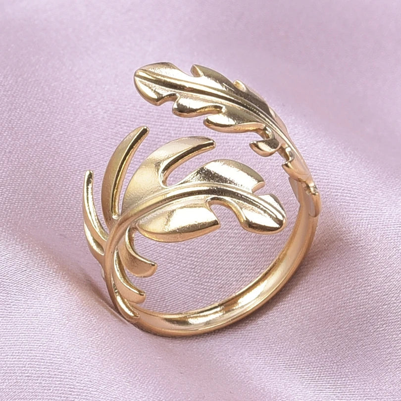 Feather Ring for Women gold