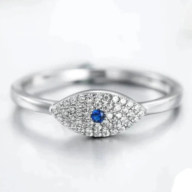 Lucky Charm Ring Evil Eye Blue Turkish Zircon