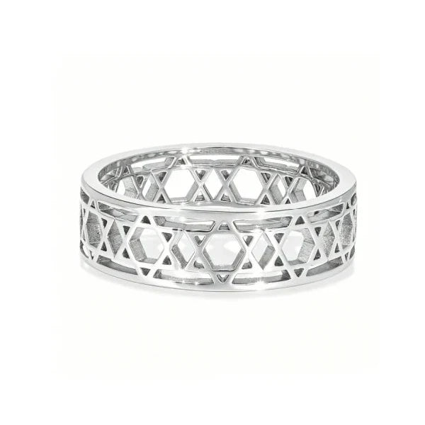 Bague pour femme avec étoiles de David symbolique juive argent