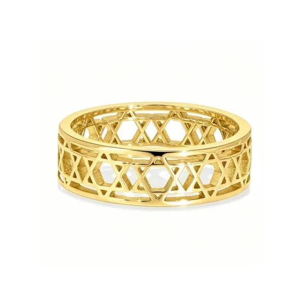 Bague pour femme avec étoiles de David symbolique juive or