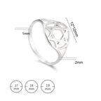 Bague pour femme creuse avec l'étoile de David symbole juif argent