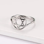 Bague pour femme creuse avec l'étoile de David symbole juif argent