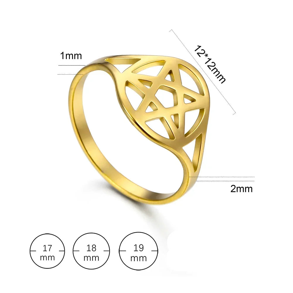 Bague pour femme creuse avec l'étoile de David symbole juif or