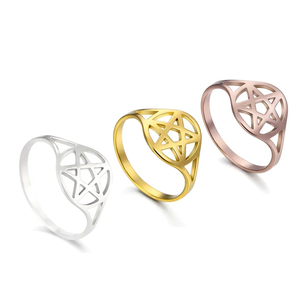 Bague pour femme creuse avec l'étoile de David symbole juif or