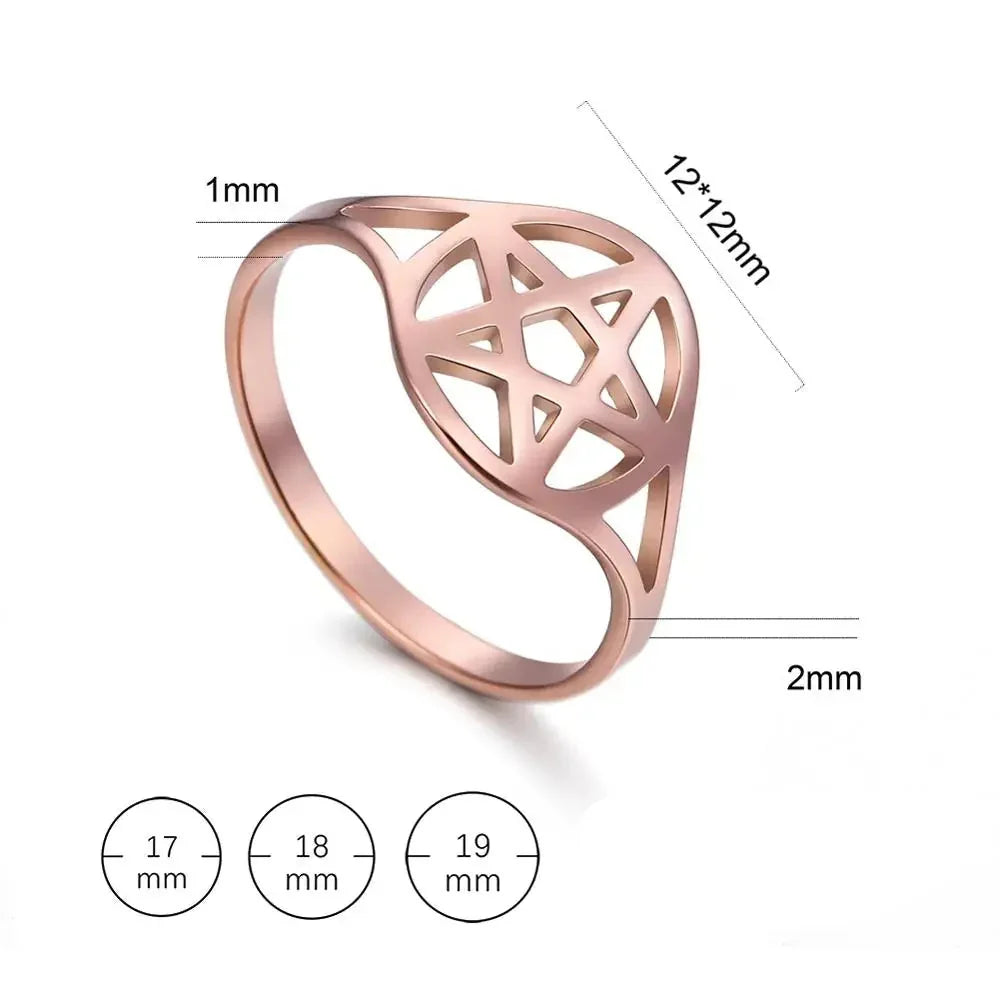 Bague pour femme creuse avec l'étoile de David symbole juif or rose