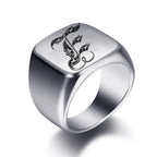 Bague large homme initiale e