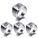 Bague large homme initiale e