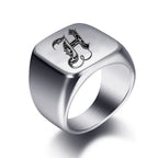 Bague large homme initiale h