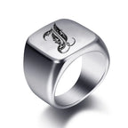 Bague large homme initiale i