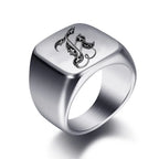 Bague large homme initiale j