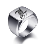 Bague large homme initiale l