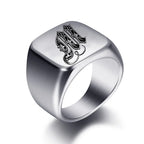 Bague large homme initiale m