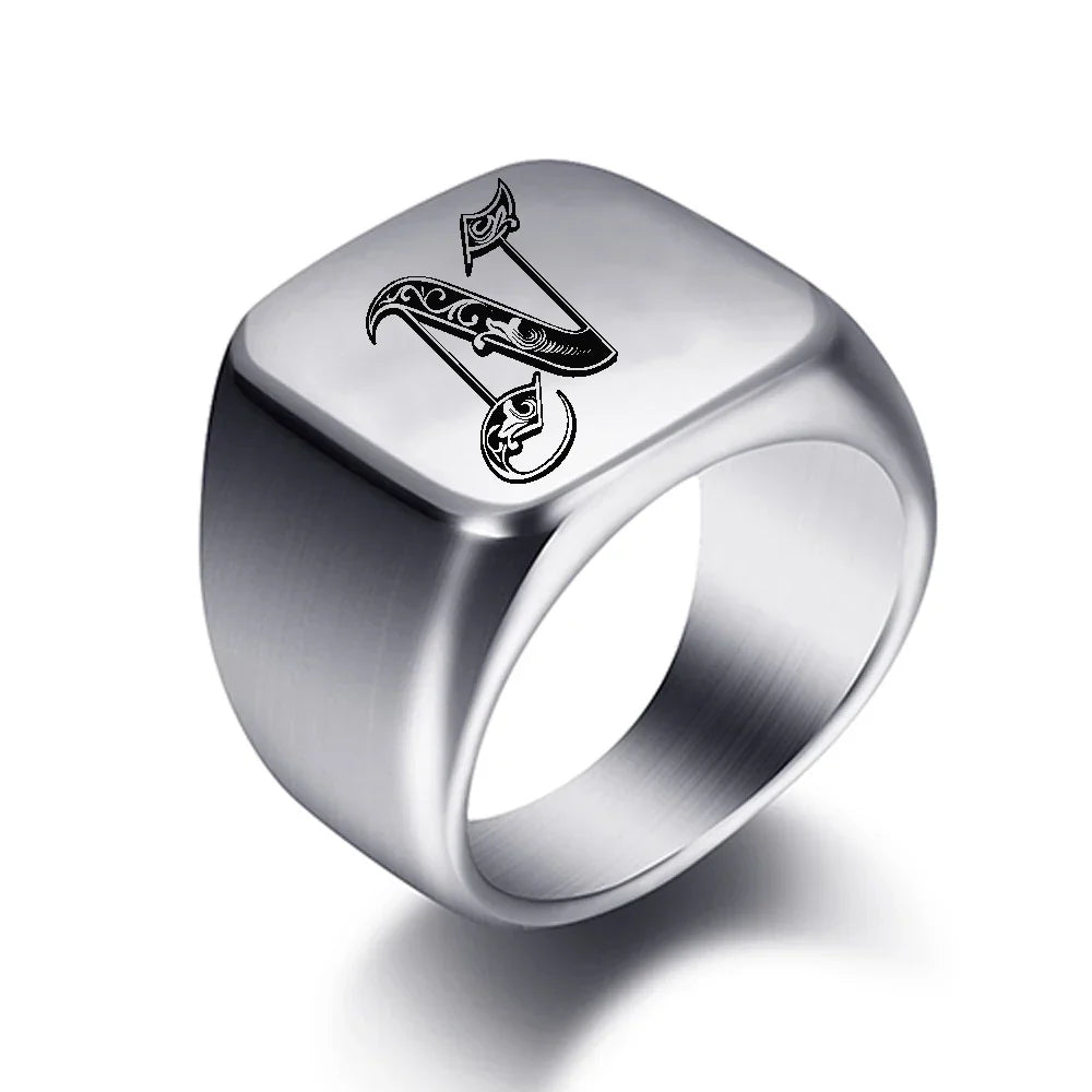 Bague large homme initiale n
