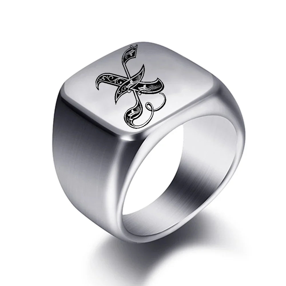 Bague large homme initiale x