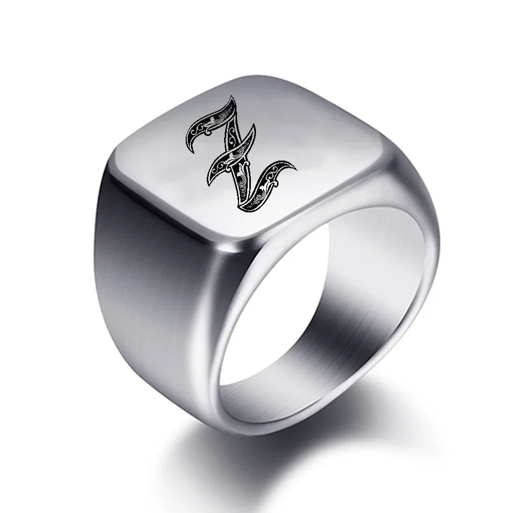 Bague large homme initiale z