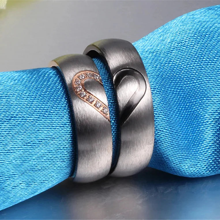 Proof of Love Ring "I Love You" with Black Heart or Black Crystal