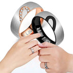 Proof of Love Ring "I Love You" with Black Heart or Rose Gold Crystal