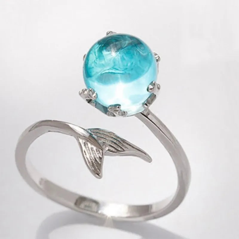 Blue Mermaid Tail Ring for Women