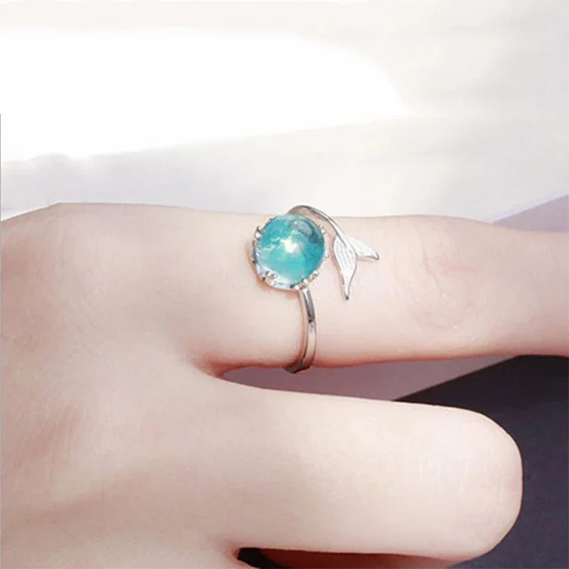 Blue Mermaid Tail Ring for Women