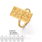 Bague rectangulaire calligraphie arabe - motif Iman (Foi) or