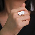 Bague rectangulaire calligraphie arabe - motif Iman (Foi) argent