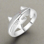 Bague Requin avec Zircon argent