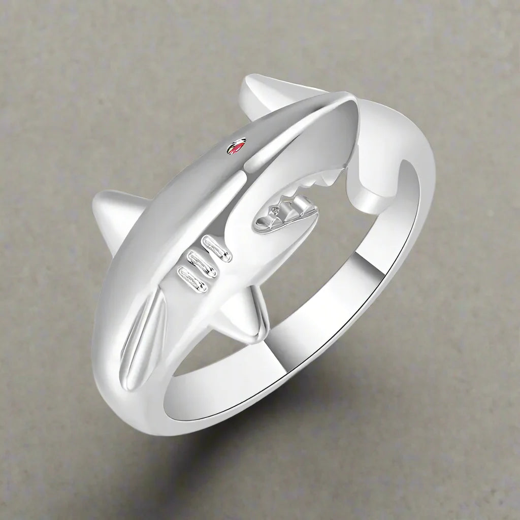 Bague Requin avec Zircon argent