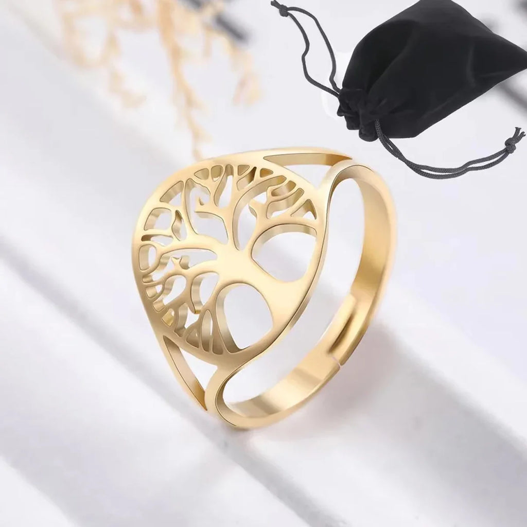 Retro Tree of Life Gold Ring