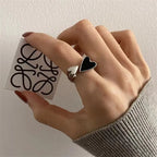 Retro Ring with Black Heart