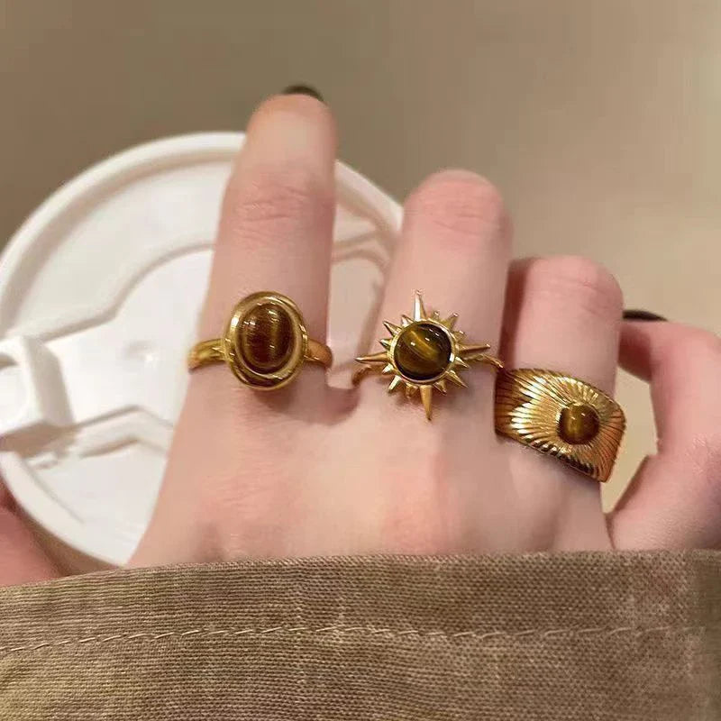 Retro Tiger Eye Protection Ring