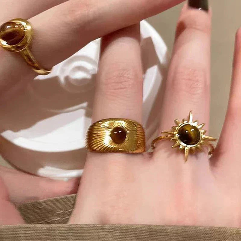 Retro Tiger Eye Protection Ring