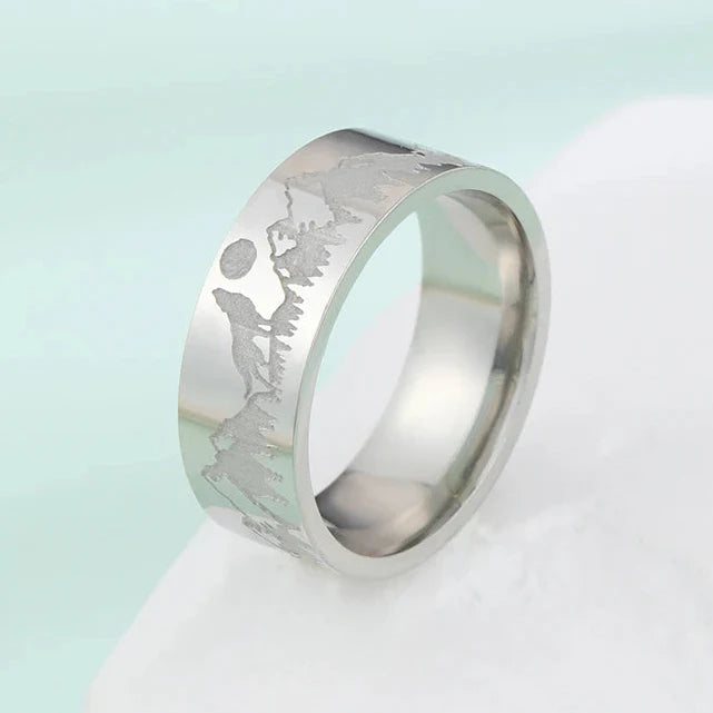 Bague Rétro Montagnes Lion et Soleil argent