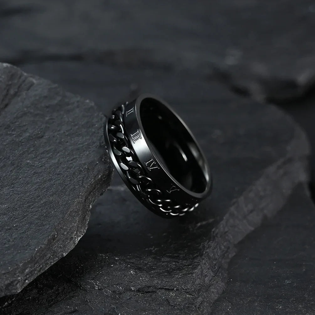 Black Anti-Stress Rotating Ring for Men