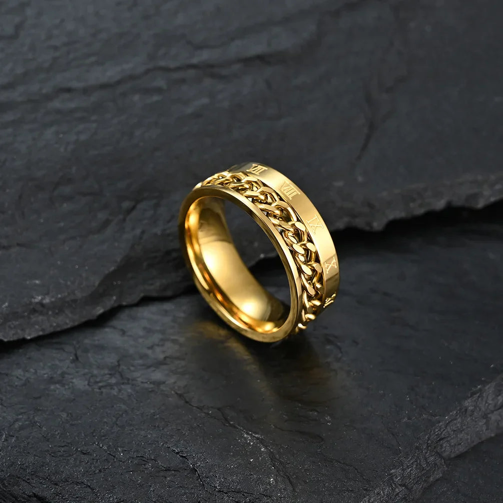 Gold Anti-Stress Rotating Ring for Men