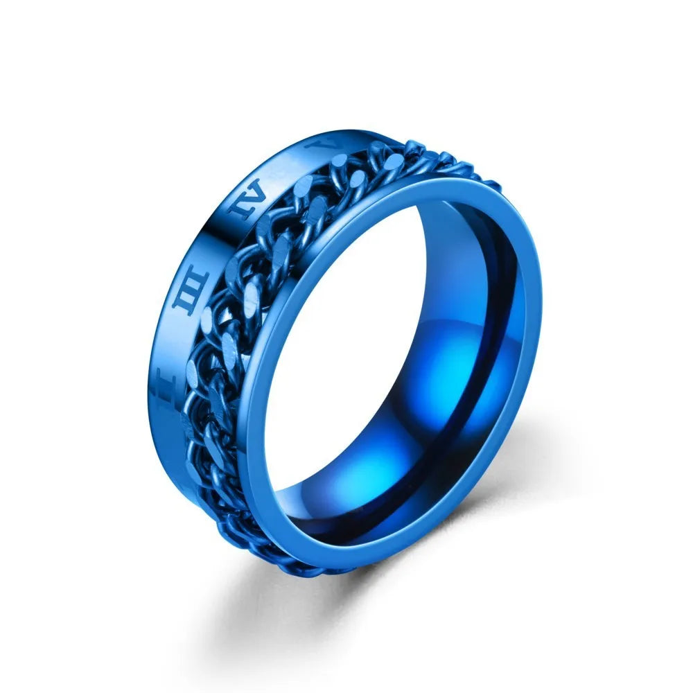 Blue Anti-Stress Rotating Ring for Men
