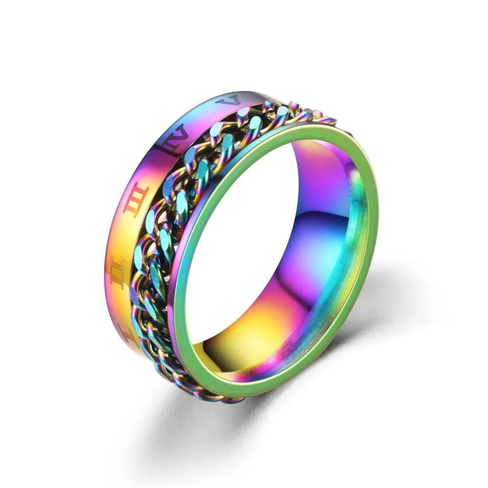 Multicolored Anti-Stress Rotating Ring for Men