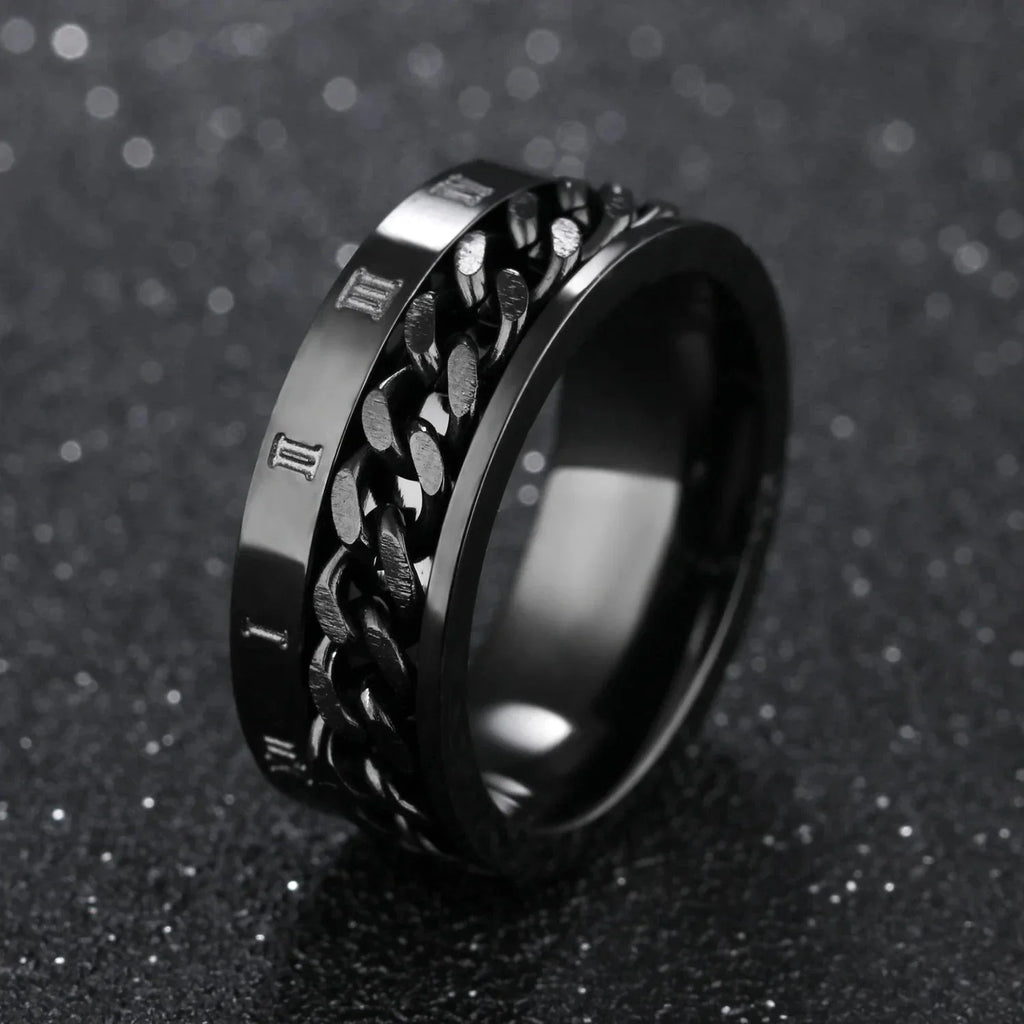 Black Anti-Stress Rotating Ring for Men