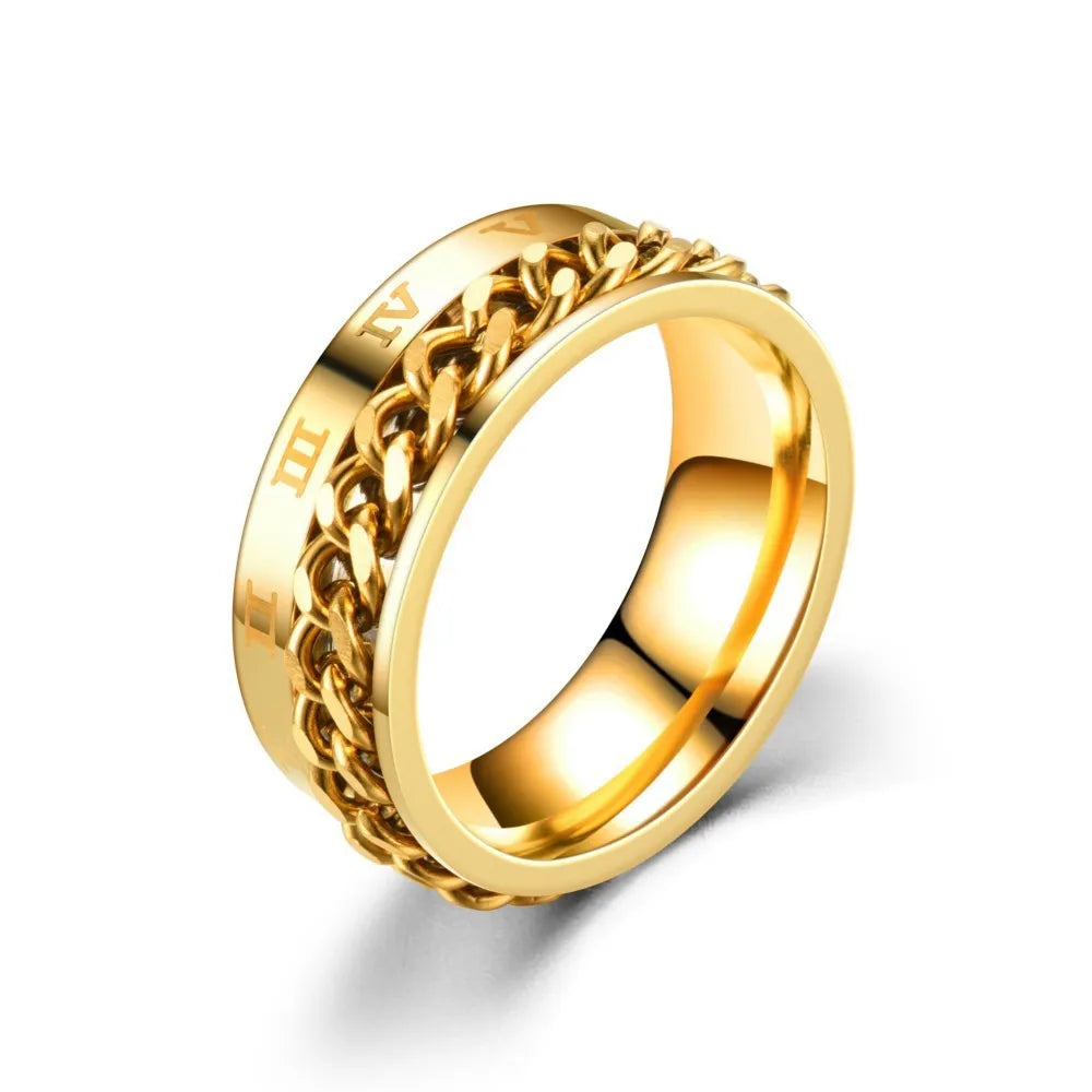 Gold Anti-Stress Rotating Ring for Men