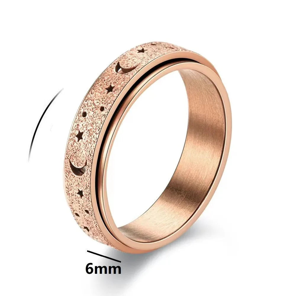 Rotating Ring with Crescent Moons for Men rose gold