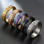 Rotating Ring with Crescent Moons for Men