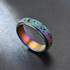 Rotating Ring with Crescent Moons for Men blue