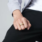 Rotating Ring with Crescent Moons for Men gold